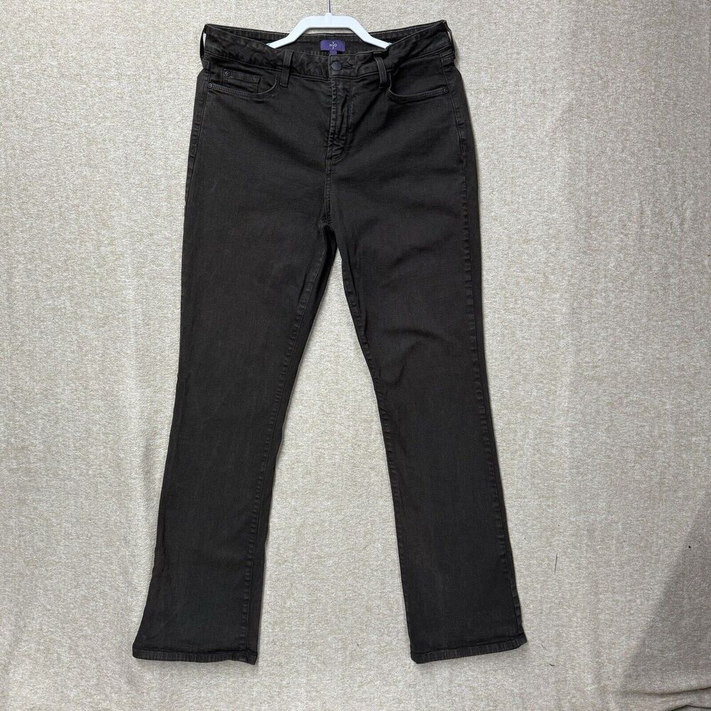 NYDJ Boot Cut Jeans Size 14 Brown Denim Rhinestone Pockets